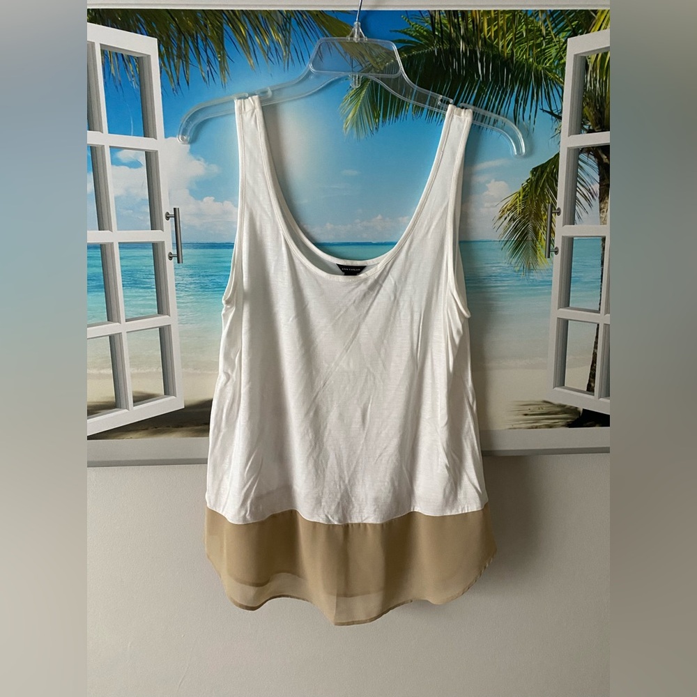 NWT Ann Taylor White and Tan Women's Top Size S